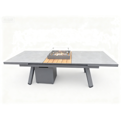 Обідній стіл з каміном, розкладний 180-240 (лаунж) FUEGGO FG 01G / ANTHRACITE