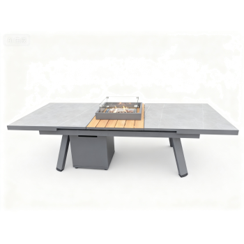 Extension Rectangular fireplace table (lounge) 180-240 (with glass) FUEGGO FG 01G / ANTHRACITE