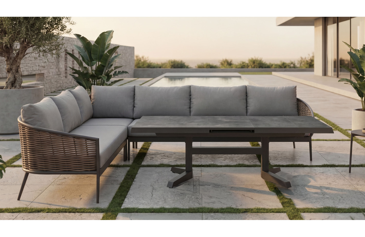 Кутовий комплект (з подушками) SUNART SUN 22N SUN 23N SUN 24N SUN 25N / ANTHRACITE + NATURAL