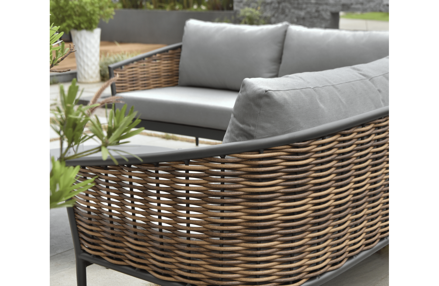 Zestaw narożny dla 5 osób (z poduszkami) SUNART SUN 22N SUN 23N SUN 24N SUN 25N / ANTHRACITE + NATURAL