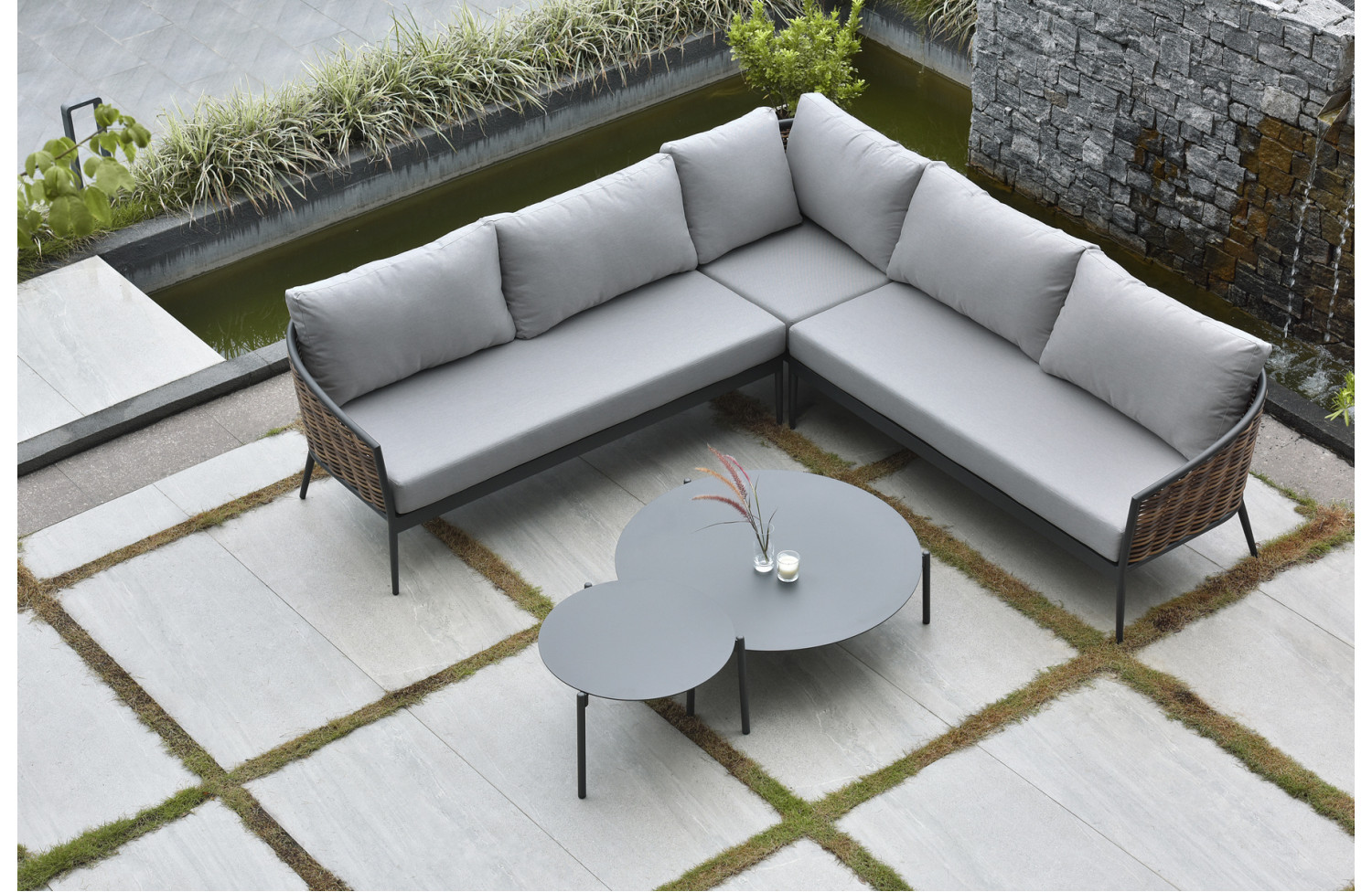 Coner set (with cushison) SUNART SUN 22N SUN 23N SUN 24N SUN 25N / ANTHRACITE + NATURAL