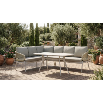 Dining corner set RIGHT (with cushions) SKANDI SK 38T (R) / SK 40T / TAUPE