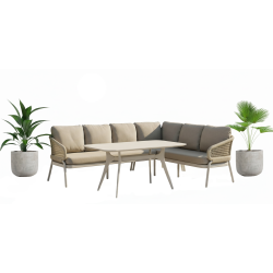 Dining corner set RIGHT (with cushions) SKANDI SK 38T (R) / SK 40T / TAUPE