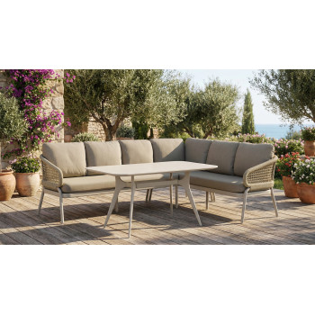 Dining corner set RIGHT (with cushions) SKANDI SK 38T (R) / SK 40T / TAUPE