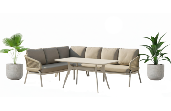 Обідній кутовий комплект ЛІВИЙ (з подушками) SKANDI SK 38T (L) / SK 40T / TAUPE