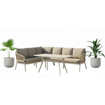 Обідній кутовий комплект ЛІВИЙ (з подушками) SKANDI SK 38T (L) / SK 40T / TAUPE