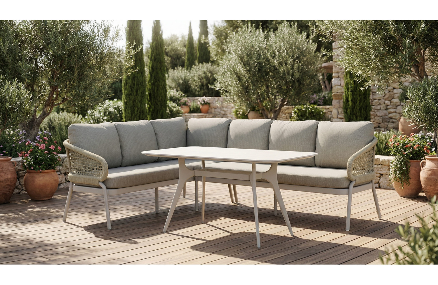 Обідній кутовий комплект ПРАВИЙ (з подушками) SKANDI SK 38T (R) / SK 40T / TAUPE