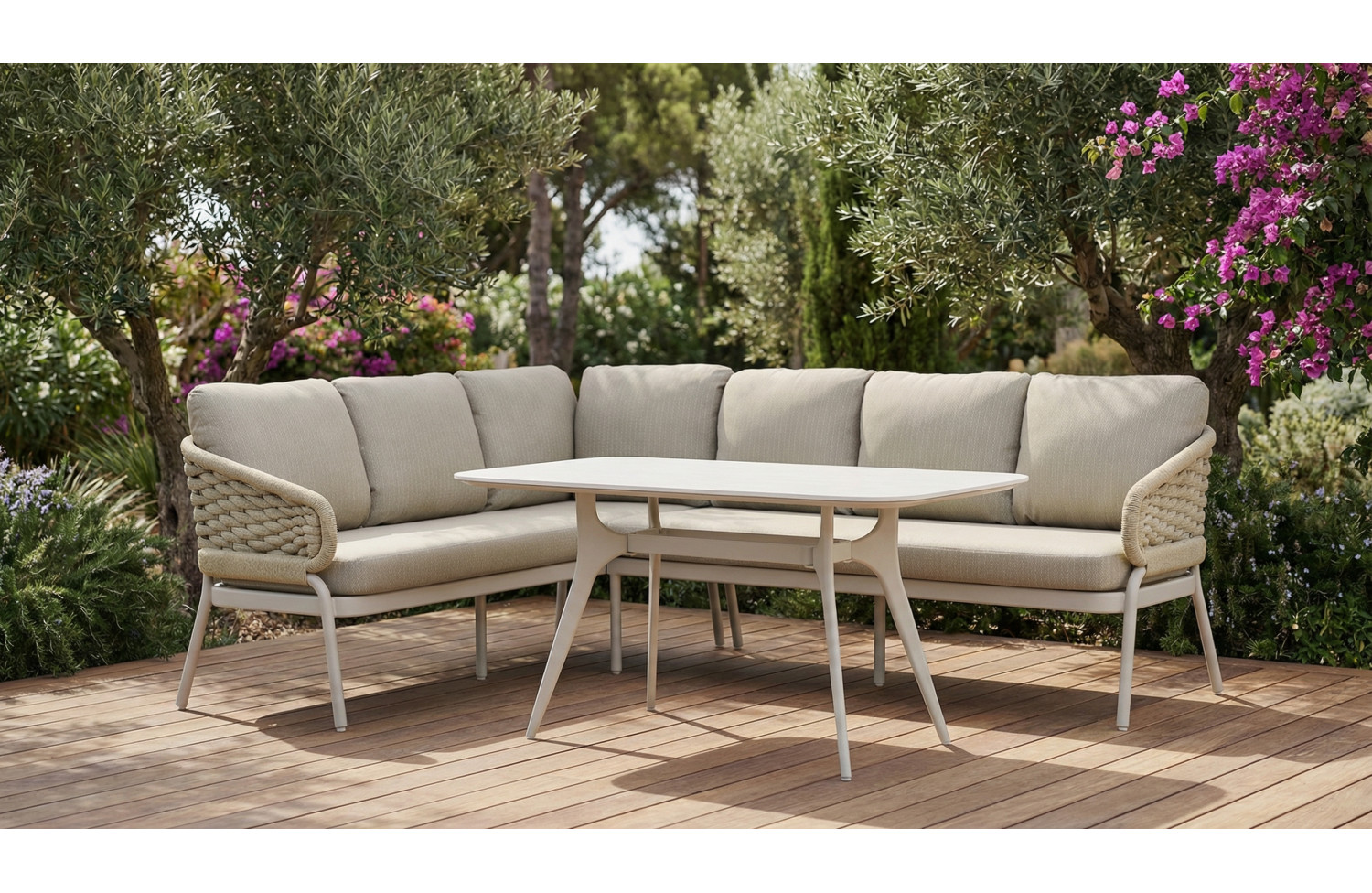 Обідній кутовий комплект ЛІВИЙ (з подушками) SKANDI SK 39T (L) / SK 40T / TAUPE