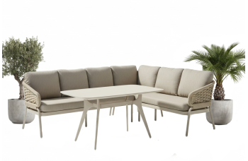 Dining corner set LEFT (with cushions) SKANDI SK 39T (L) / SK 40T / TAUPE