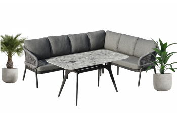 Dining corner set LEFT (with cushions) SKANDI SK 38G (L) / SK 40G / ANTHRACITE