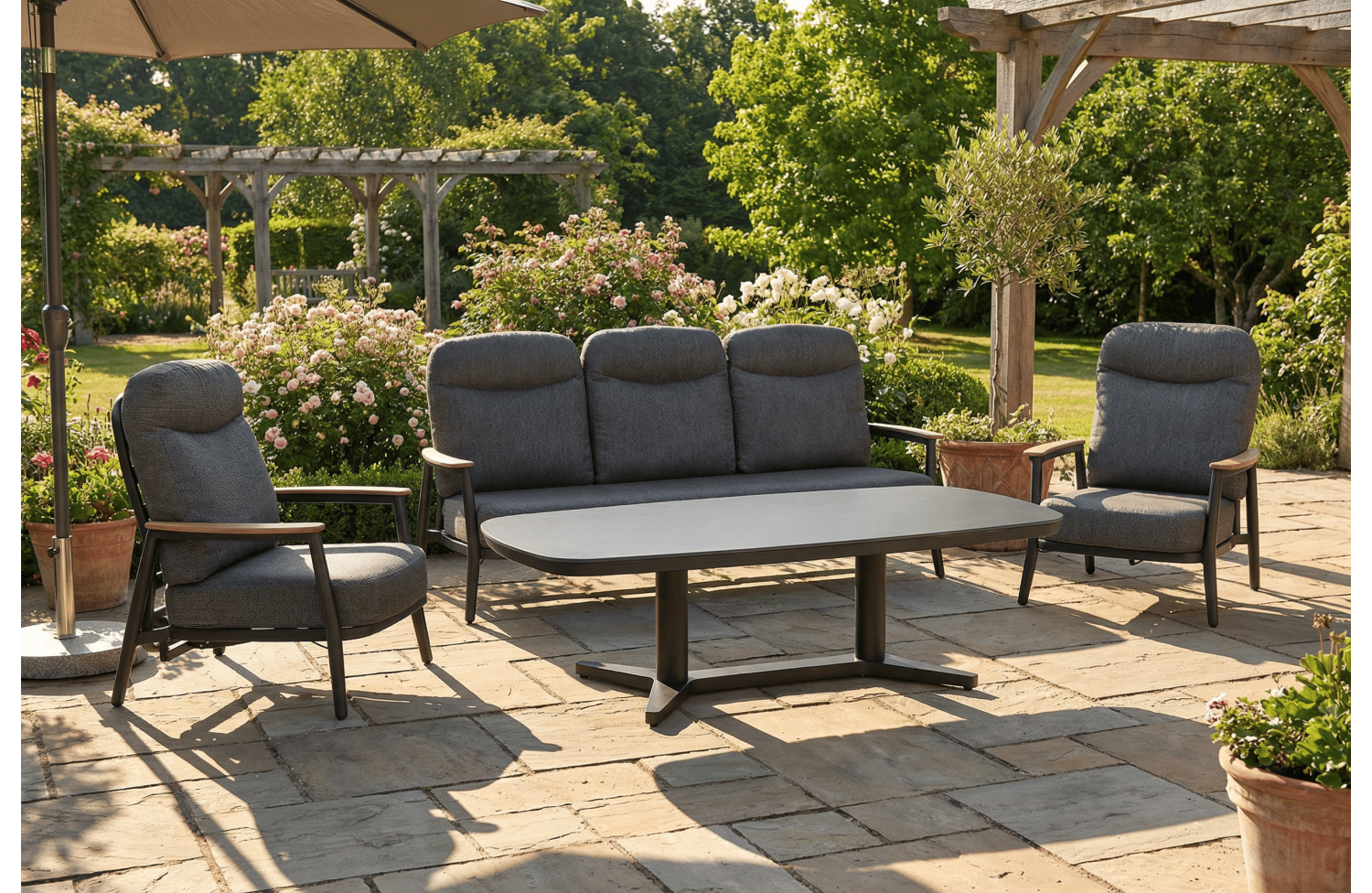 Adjustable dining table 180 53-74.5 cm SKANDI SK 55G / ANTHRACITE