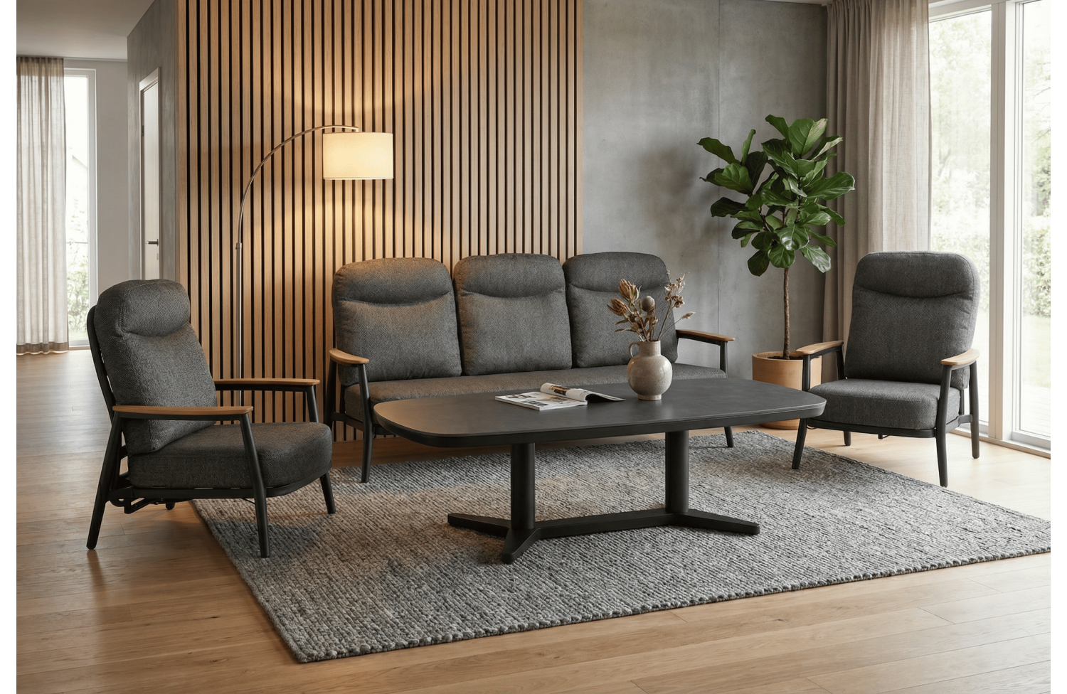 Lounge set (with cushions) SKANDI SKY SK 48G (1 pc) SK 46G (2 pcs) SK 55G (1 pc) / ANTHRACITE