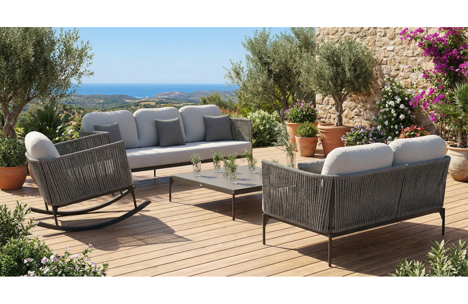Lounge set (with cushions) SKY LINE BOSTON 24152-LG+24152P-PF/24153-LG+24153P-PF/24168-LG+23511P-PF