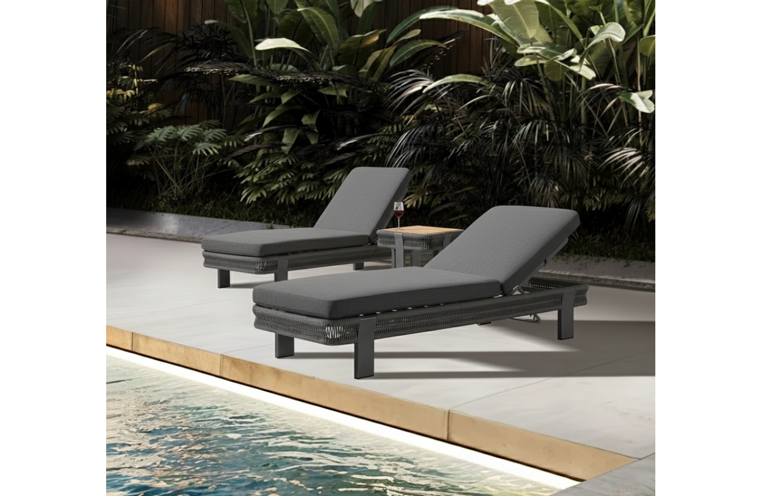 Sunlounger (with cushions) HIGOLD BORROMEO 205451 / BLACK