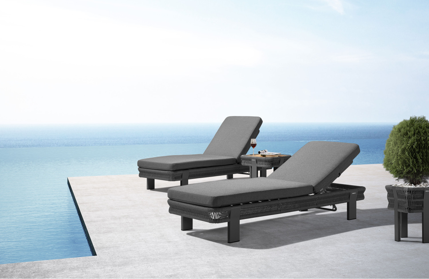 Sunlounger (with cushions) HIGOLD BORROMEO 205451 / BLACK