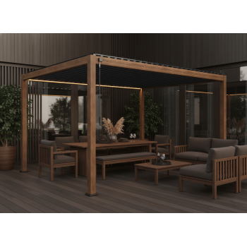 IMPERADOR PERGOLA 3,0 x 4,0 (bez boków) / ANTRACYT / CIEMNE DREWNO