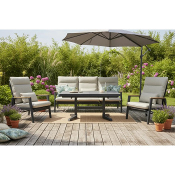Lounge set (with cushions) SKANDI ROPE SK 02GR (1 pc) / 03GR (2 pcs) / 01G (pc) / ANTHRACITE