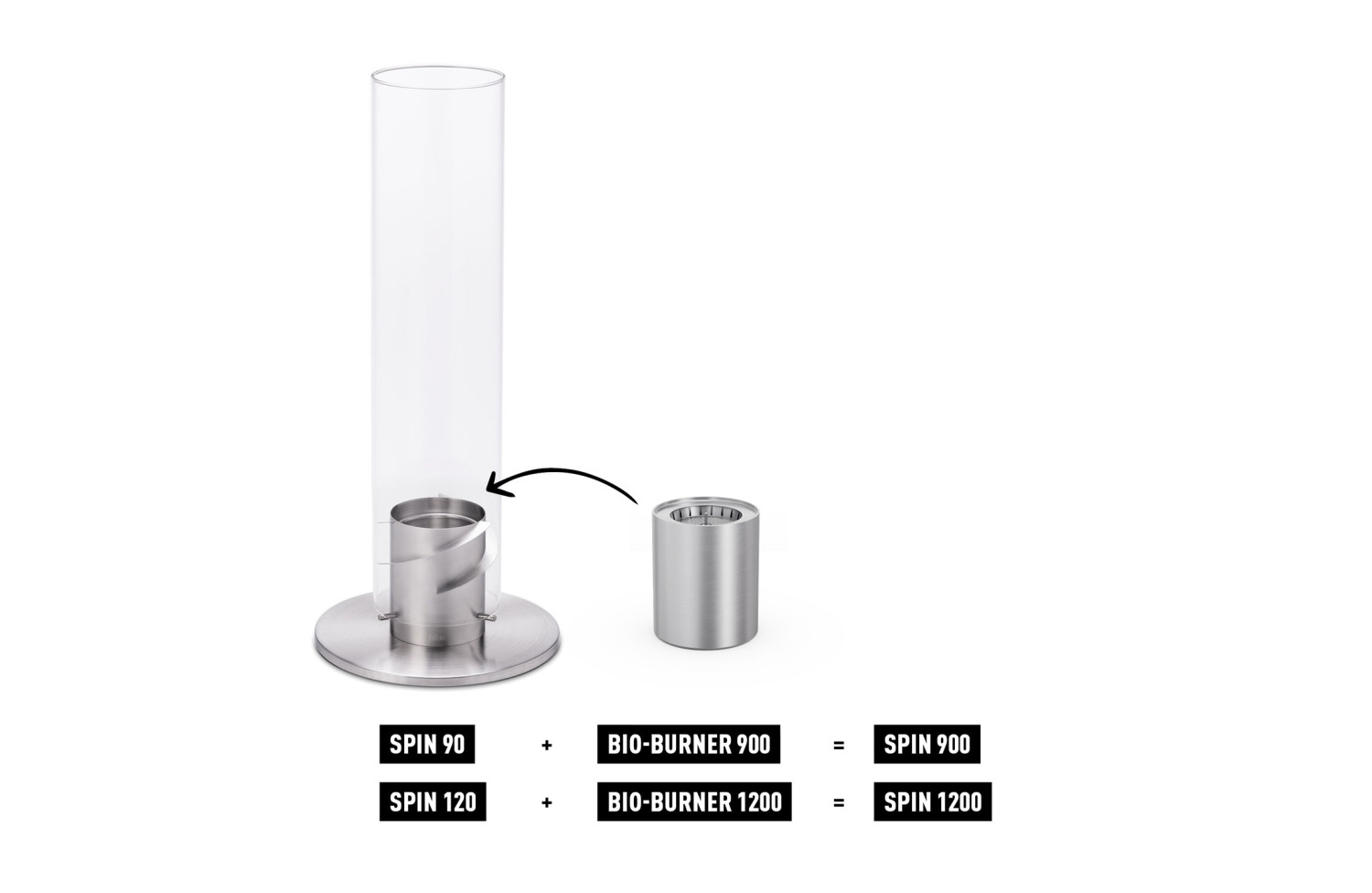 Tabletop fireplace HOFATS SPIN 120 00024 / SILVER