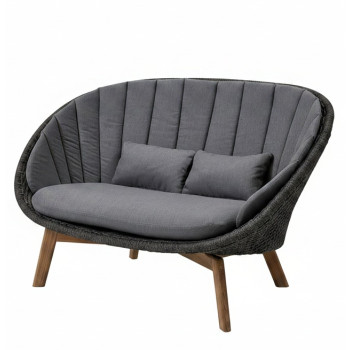 Dwuosobowa sofa z drewna tekowego nogi (z poduszka) CANE-LINE PEACOCK 5558RODGT / 5558YS95