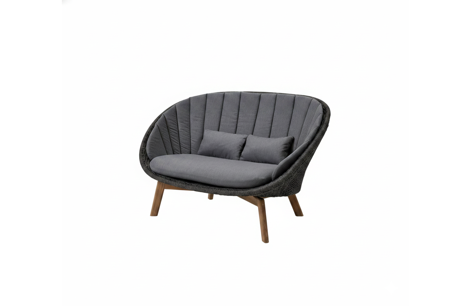 Dwuosobowa sofa z drewna tekowego nogi (z poduszka) CANE-LINE PEACOCK 5558RODGT / 5558YS95